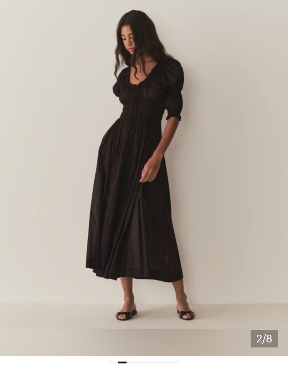 Doen Black Ischia smocked poplin dress Size M - Picture 3 of 9